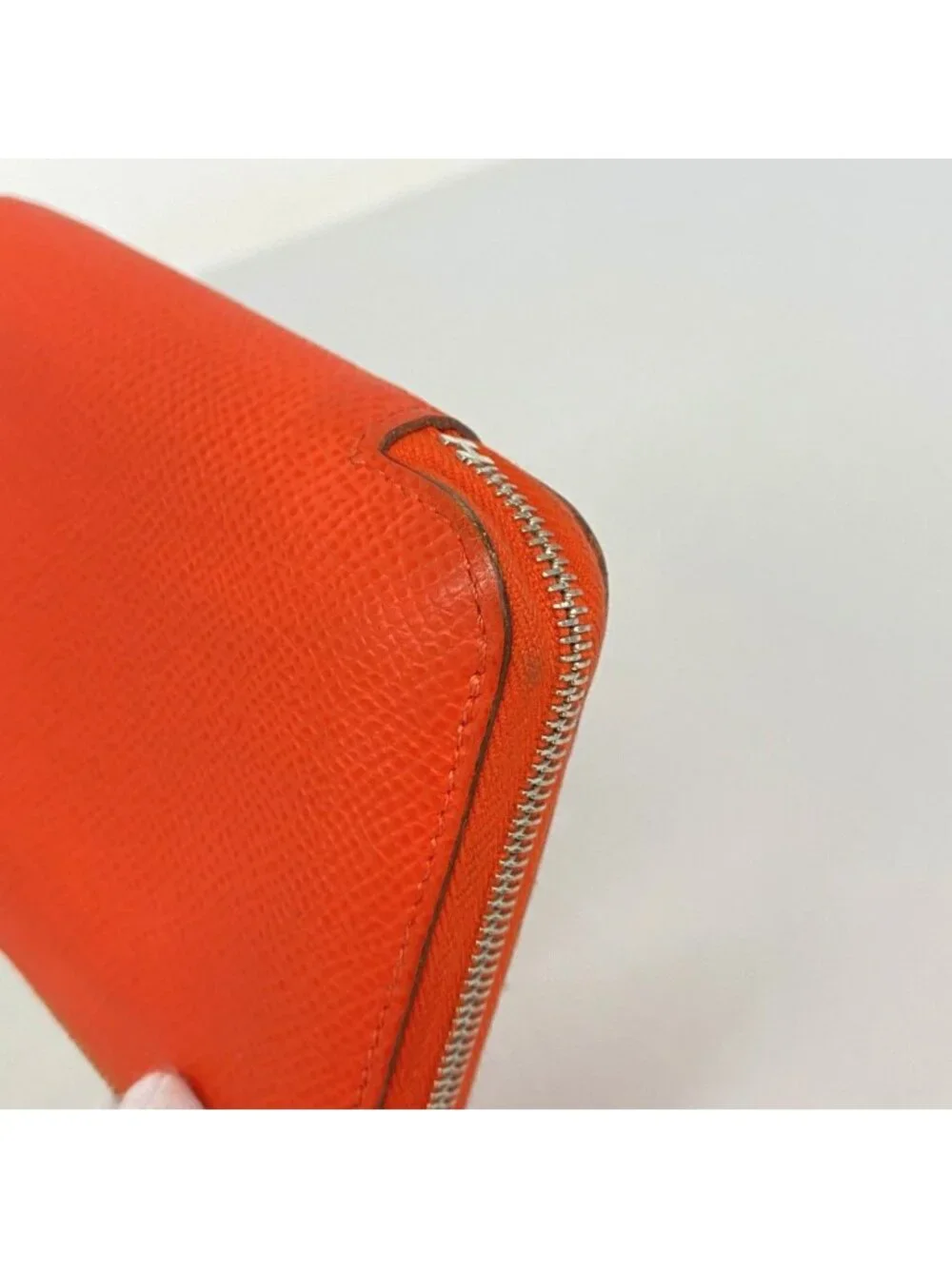 Hermes Coin Case Azap Silk Compact Veau Orange Field Silver